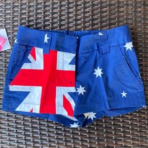 Loudmouth ladies golf shorts featuring Australian flag